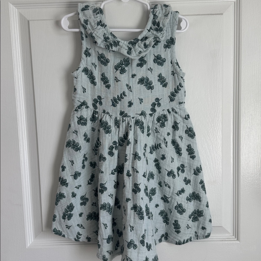 Floral Kids Dress in Green and White